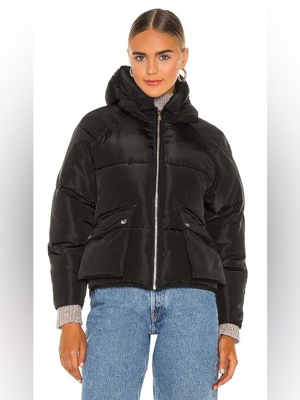 NWT TOAST Society Pluto Puffer Jacket Black with Hood Sz M